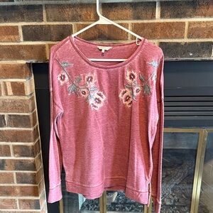 Floral Embroidered Women's Top - Pink